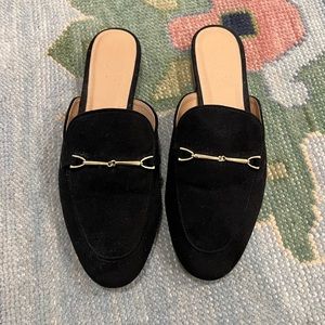 LOFT size 11 Black suede mule with gold detail. Minimal wear- maybe worn 5 times